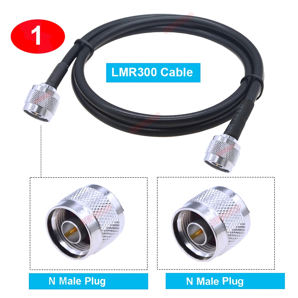 1PCS LMR300 Cable N Type Male to Male, Male to Female, Female to Female Low Loss RF Coaxial LMR-300 50-5 Jumper 15CM~30M BEVOTOP