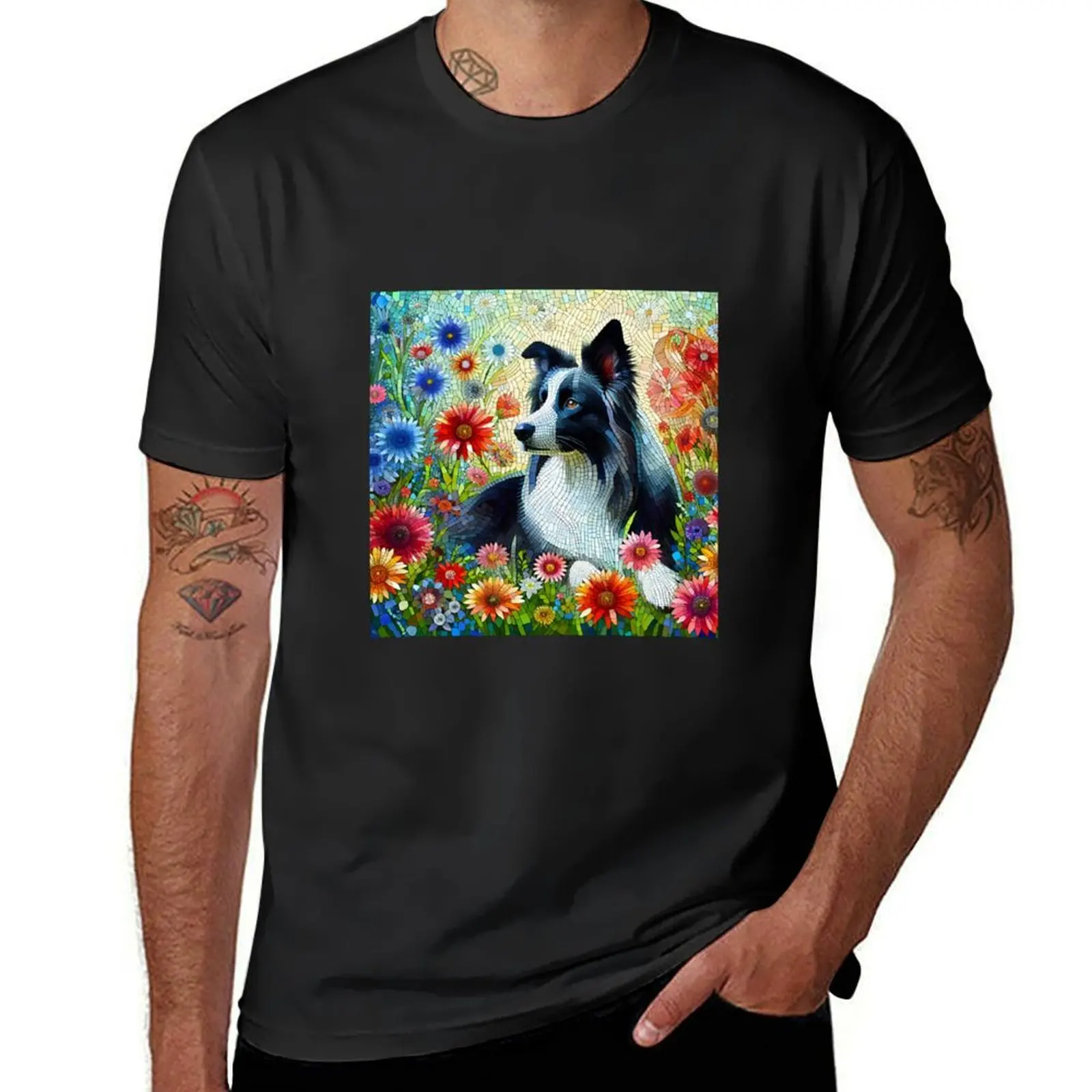 Whimsical Border Collie Bliss II T-shirt customs design your own heavyweights big and tall t shirts for men