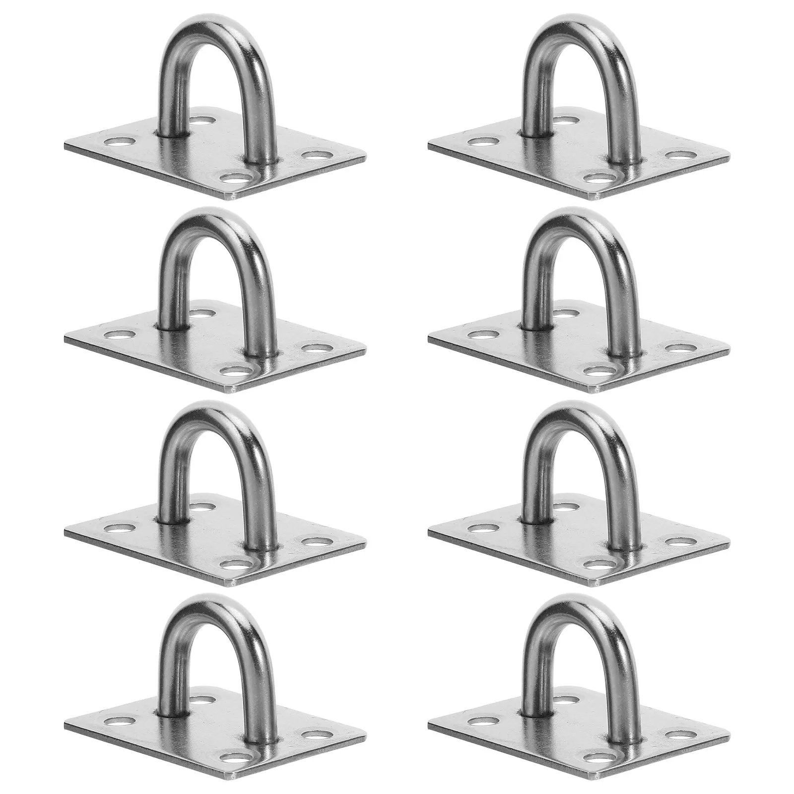 8Pcs Stainless Steel Ceiling Hooks U-Shaped Heavy Duty Swing Hangers Pad Eye Plate Wall Mount Ring Hooks Punch Bag Hammock
