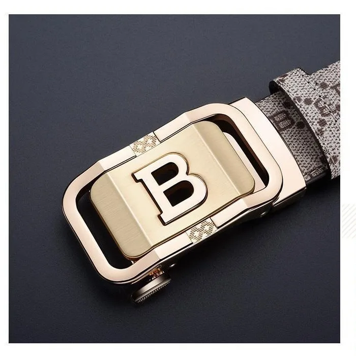 Popular Men's High-end Sense First-layer Cowhide Automatic Buckle Belt Casual Simple Trendy Men's Belt