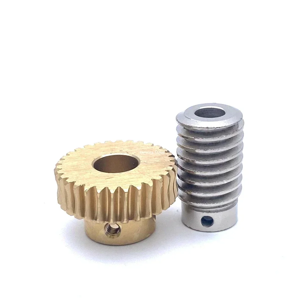 0.8M Stainless Steel Worm Shaft Copper Turbine Gear with 20/25/30/35/40/50/60 Teeth Transmission Part