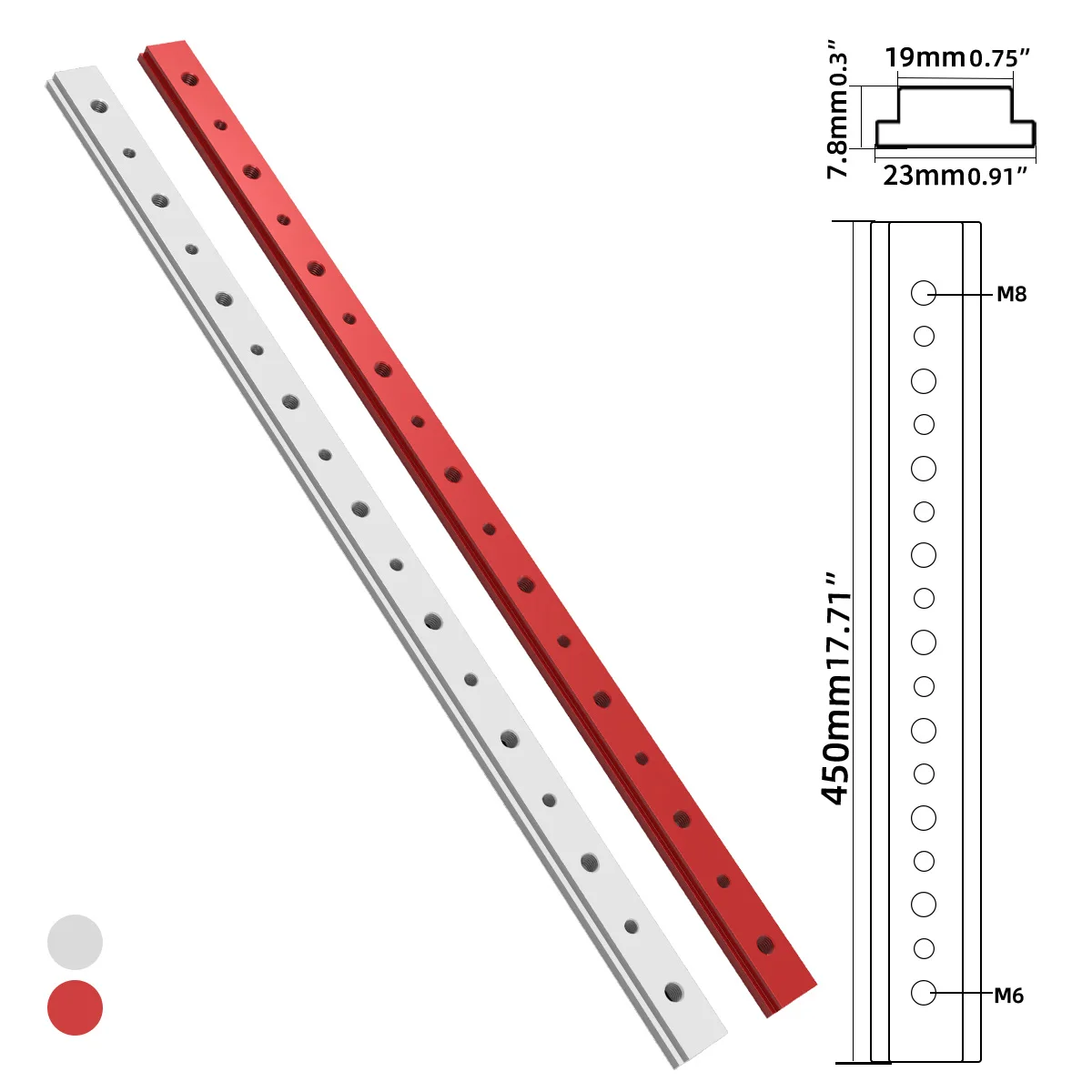 450MM Miter Bar Slider Table Saw Gauge Rod T Slot Miter Track Jig T Screw Fixture Slot Aluminum Alloy for Woodworking Router