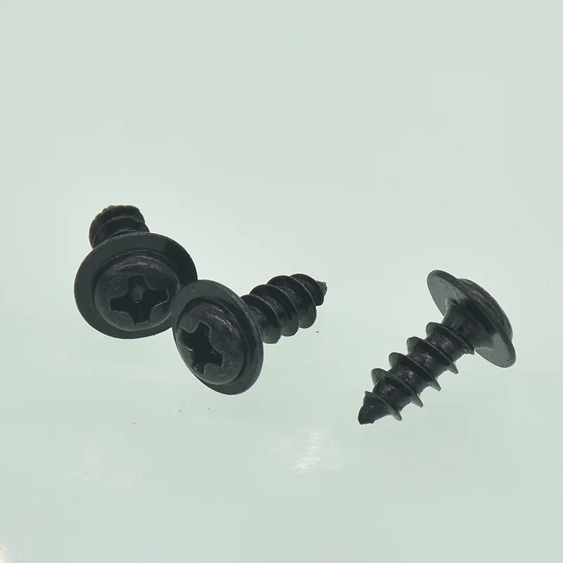 100Pcs/lot M2 M2.5 M3  M4 PWA  Black Phillips Screw Self_tapping Screws With Pad