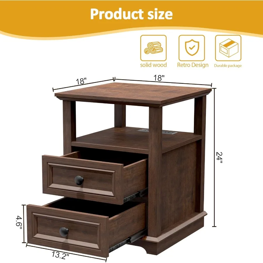 حامل ثلاجة مقاس 18 بوصة × 18 بوصة مع حامل ثلاجة للتخزين يتميز بمنظم درج محطة شحن سريع وثلاجة المشروبات #3