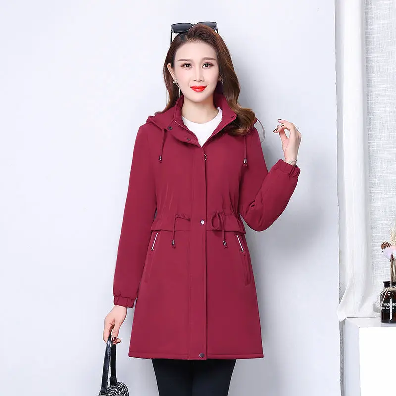 Women Jacket 2022New Autumn Winter Middle aged Hooded Parkas Thick Warm Causal Windbreaker Coat Mid-Length Outerwear Female Tops