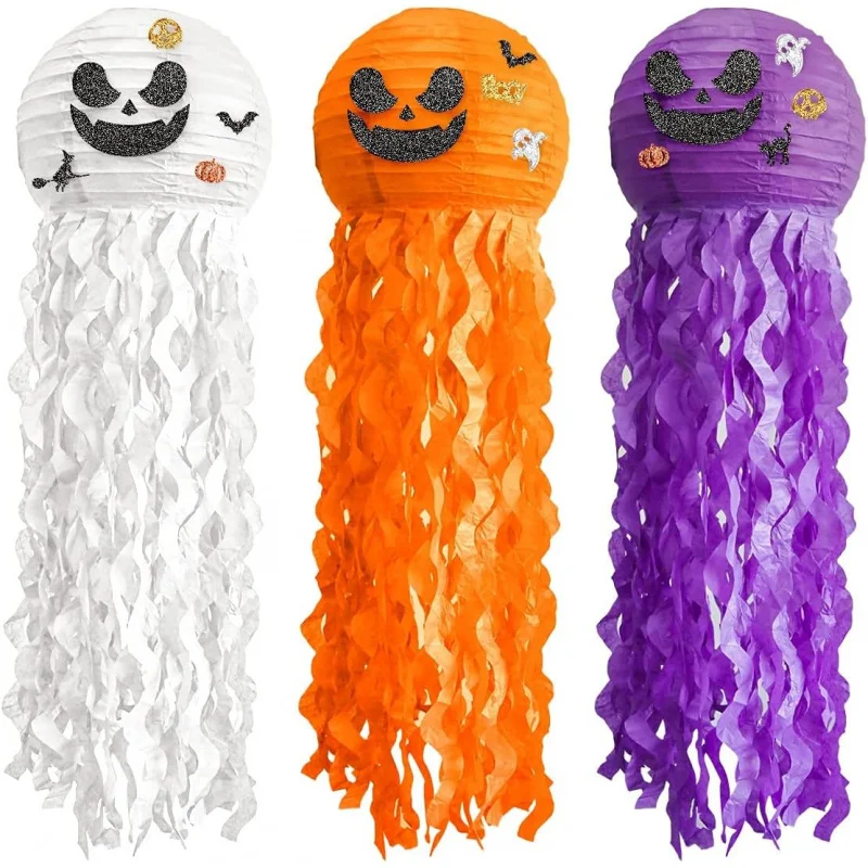 Linternas de calabaza para Halloween, decoraciones de fantasmas al aire libre, suministros de decoración para fiestas en casa, accesorios espeluznantes de Halloween para celebraciones