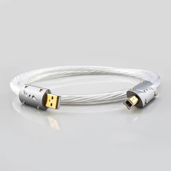 Hifi Top quality Silver Plated+ Viborg USB Cable High Quality Type A to Type B Hifi Data Cable For DAC