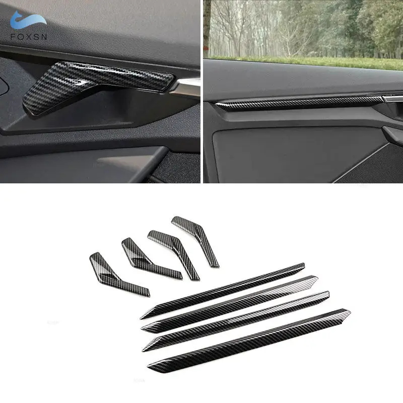 

8 шт. накладок на ручки дверей из ABS-пластика с эффектом карбона для Audi A3 8Y 2021-2024 гг.