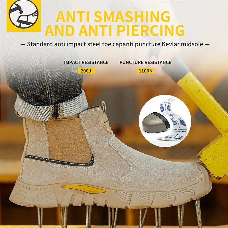 Zapatillas De Hombre 2024 New Steel Head Safety Shoes Men\'s Anti Smashing Anti Piercing Insulation Fireproof Flower Lightweight