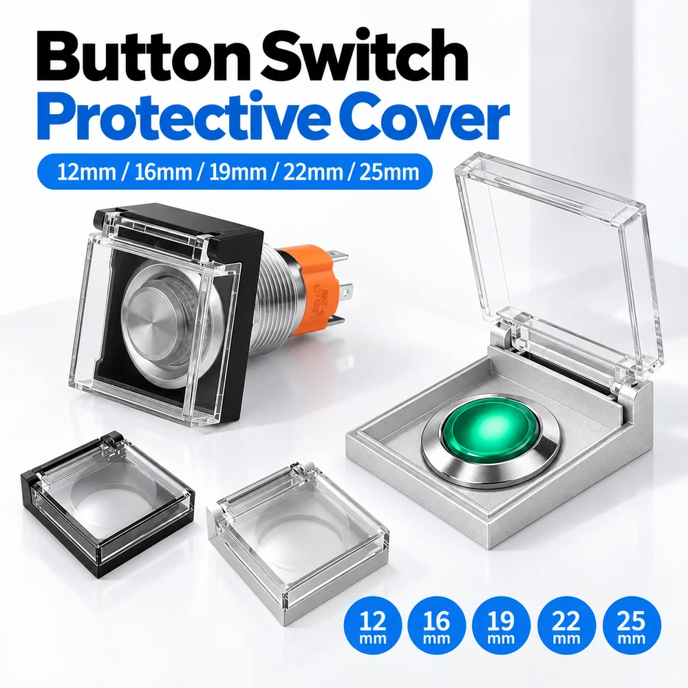 1Pcs 12/16/19/22/25mm Button Switch Protective Cover ABS Base Transparent Switch Protection Cover Waterproof Nano Glue