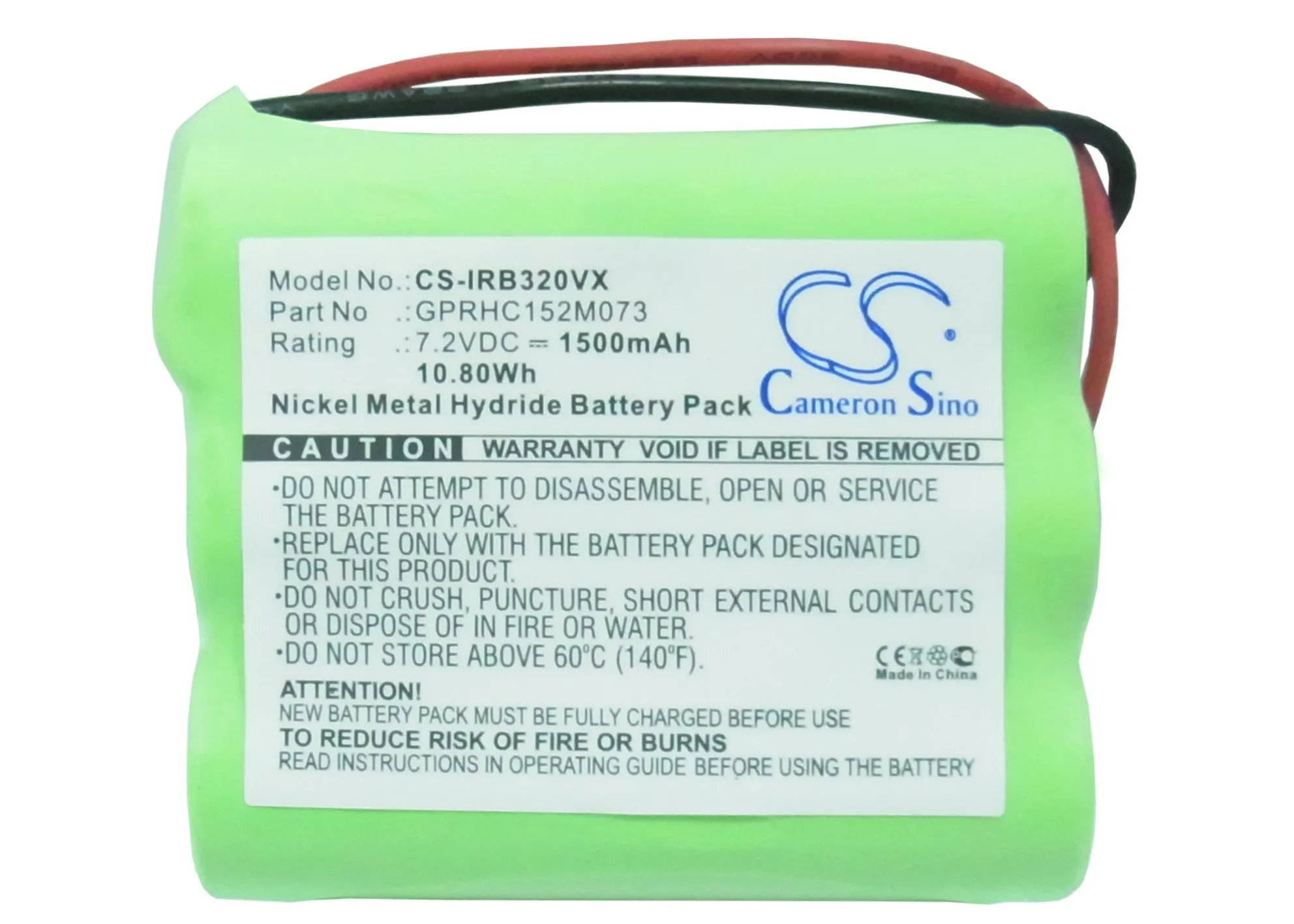 

Ni-MH Vacuum Battery for iRobot,7.2v,1500mAh,Braava 320,Braava 321,GPRHC152M073,4408927