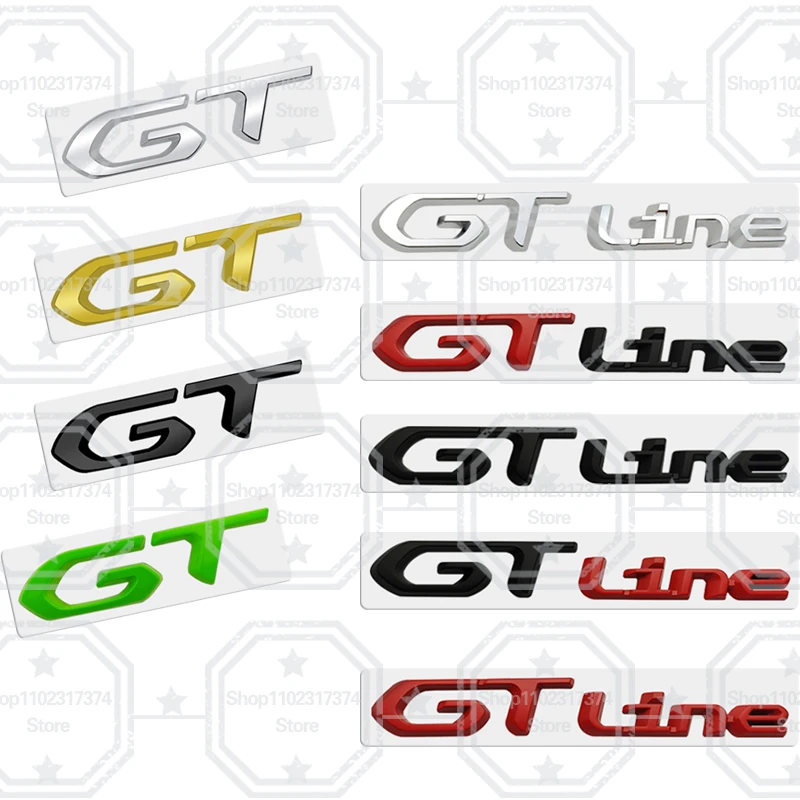 3D GT GT Line Emblem Metal Car Side Badge Decoration Rear Trunk Sticker For Peugeots 107 108 206 207 208 308 307 508 2008 3008