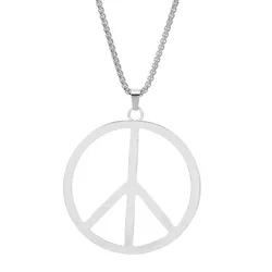 Peace Sign Necklace Hippie Necklace For Men Women Stainless Steel Chain Necklace Peace Charms Jewelry Gift