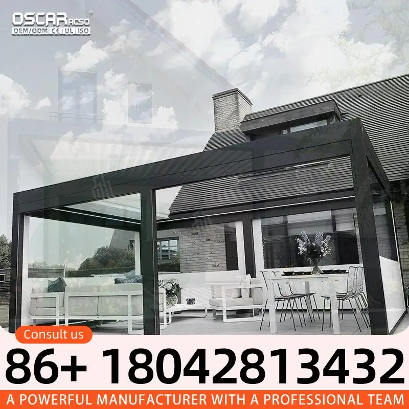 

Регулируемые моторизованные алюминиевые конструкции с жалюзи, светодиодные фонари с автоматическим управлением для заднего двора, патио, балкона, открытого помещения, беседки