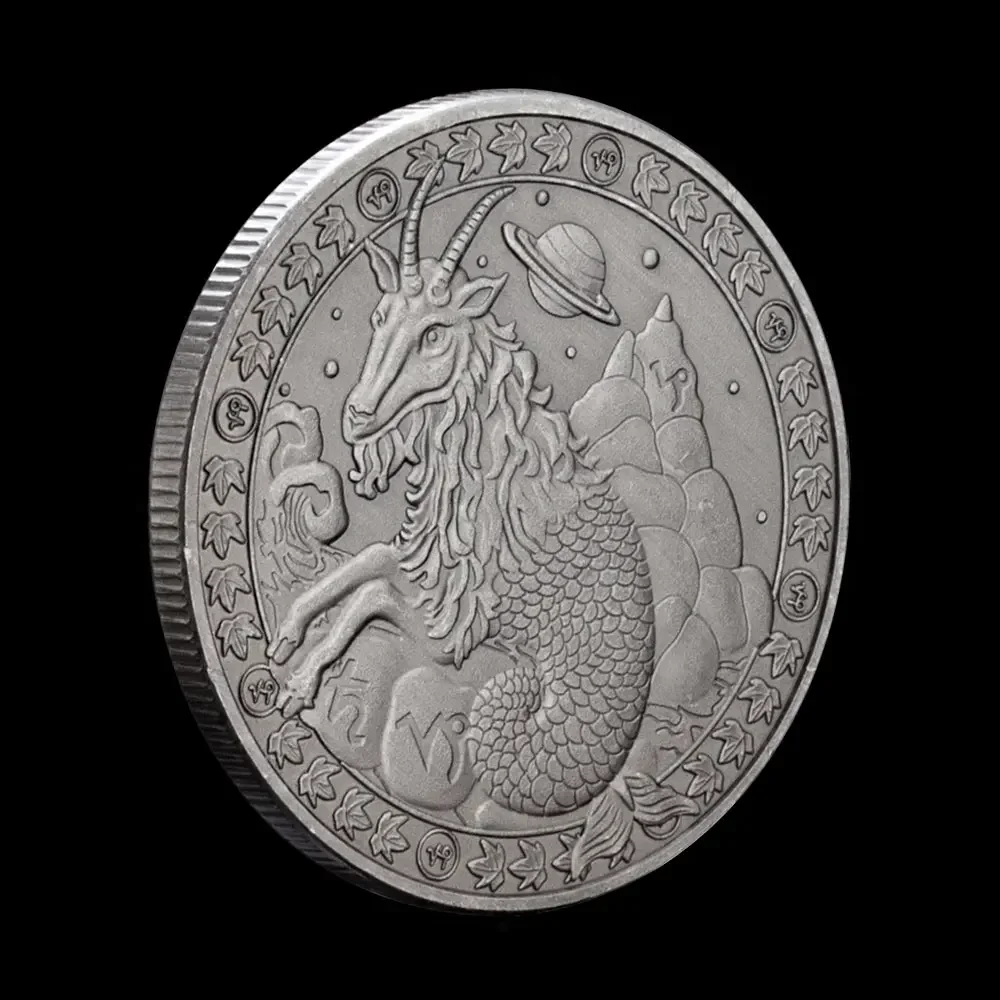 Zodiac Commemorative Medallion Sun God Moon Smiley Face Ancient Silver 12 Zodiac Sign Birthday Commemorative Coins for Friends