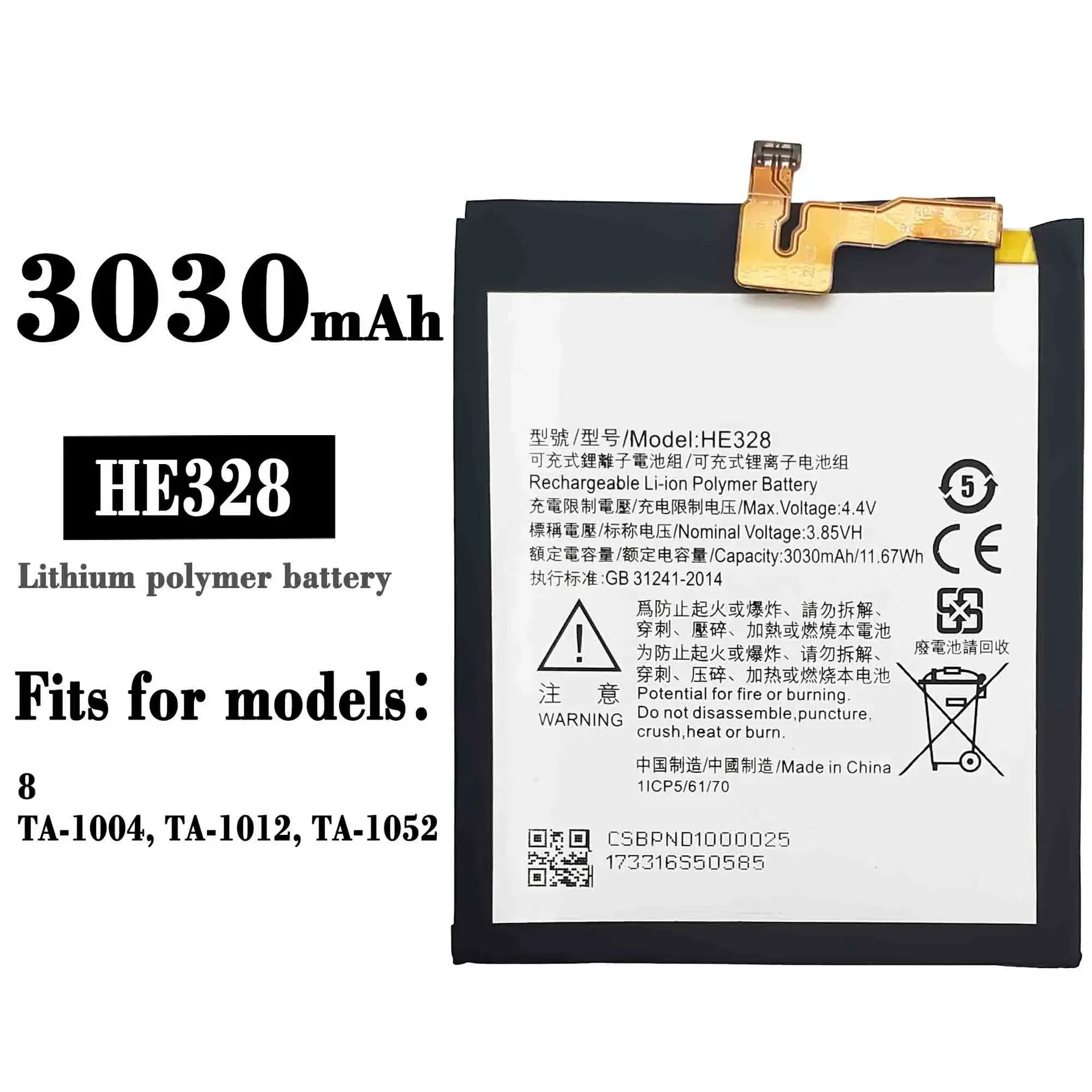 

New High Quality 3030mAh HE328 Battery for Nokia 8 TA-1004 TA-1012 TA-1052 Mobile Phone batteries + Free Tools