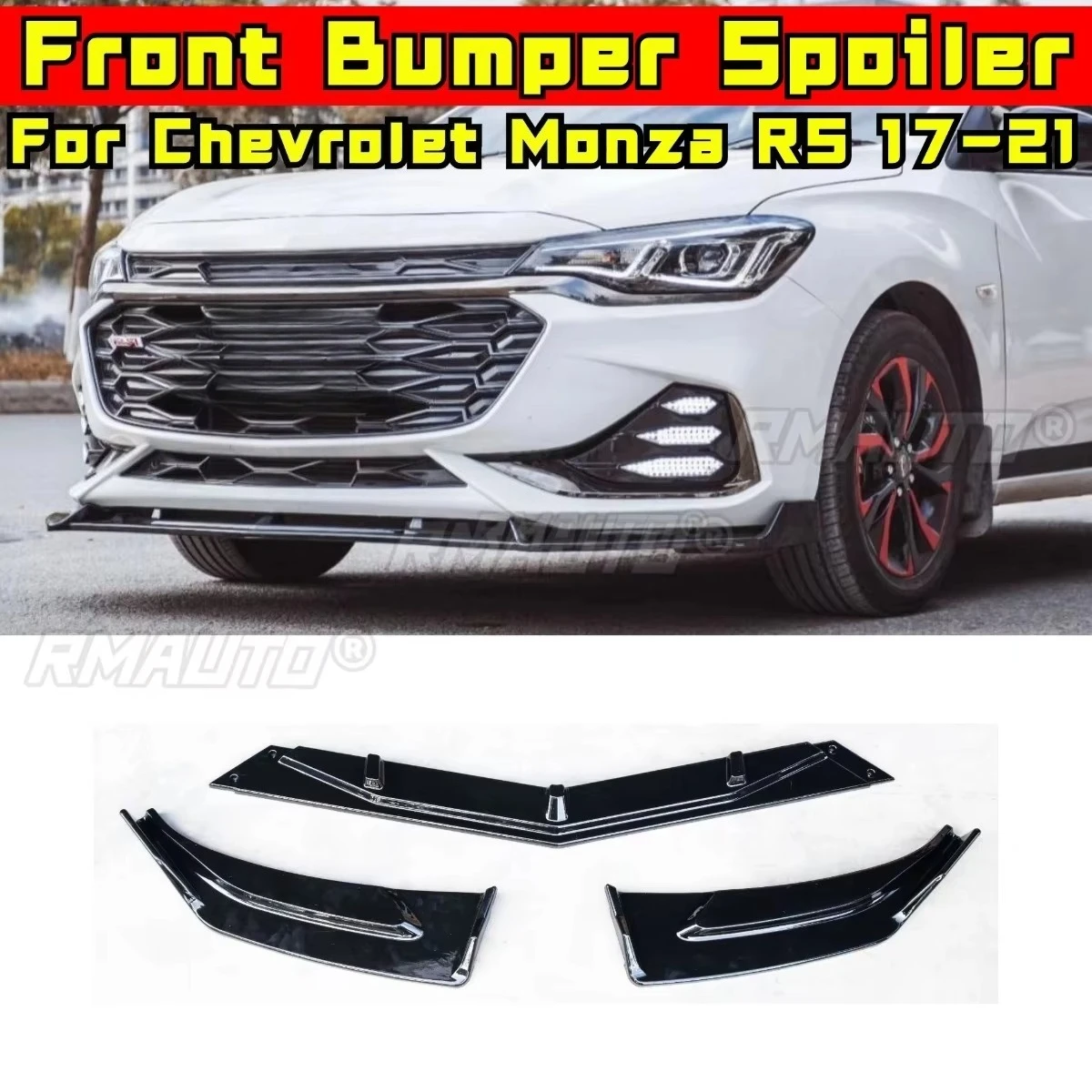 

Car Front Bumper Lip Diffuser Spoiler Glossy Black Modification Part for Chevrolet Monza RS 2017-2021 Bumper Protector Body Kit