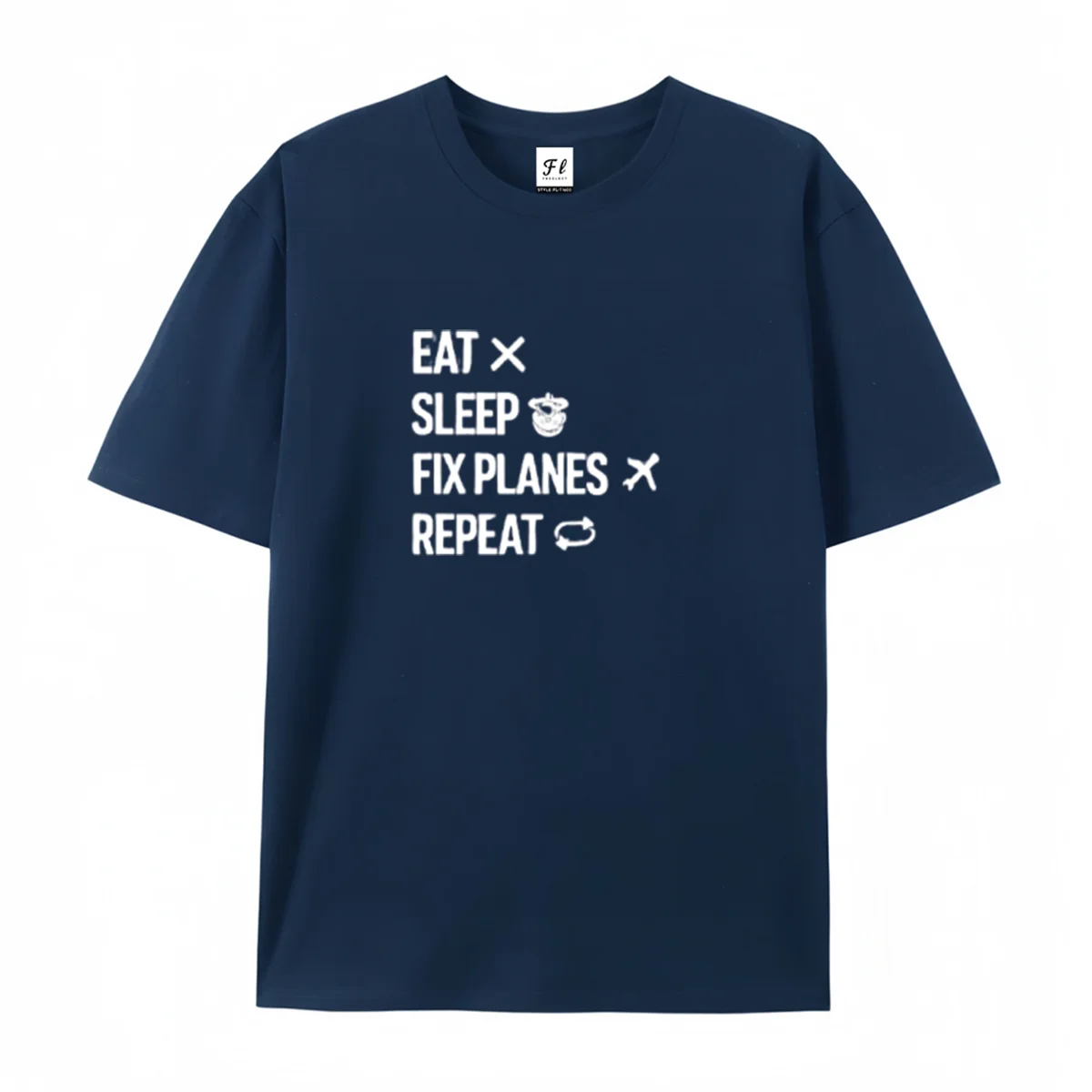 Men's Eat Sleep Fix Planes Repeat T-Shirt Airplane Mechanic Aviation Technician Tee Aircraft Maintenance Gift Short Sleeve Tees