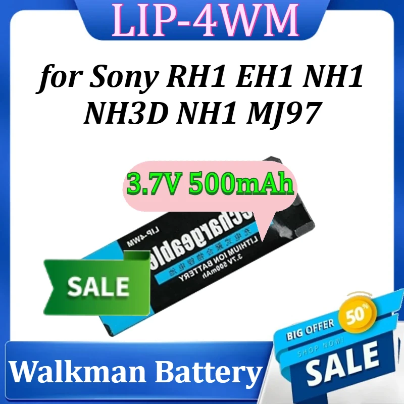 New for Sony RH1 EH1 NH1 NH3D NH1 MJ97 3.7V 500mAh Replaceable Battery Walkman Lithium Battery LIP-4WM