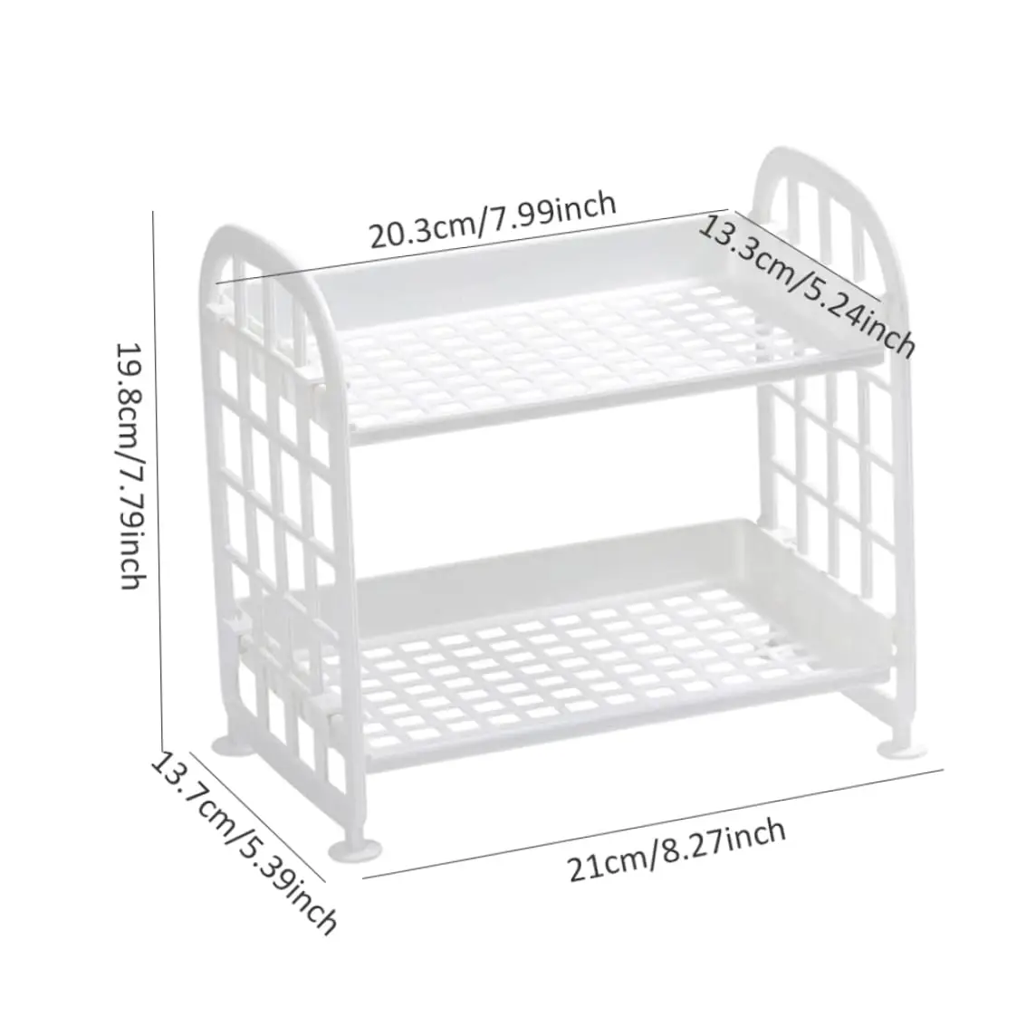 2-Tier Multifunctional Plastic Shelf Makeup Organizer for Skincare Office Kitchen Bedroom Bathroom Home