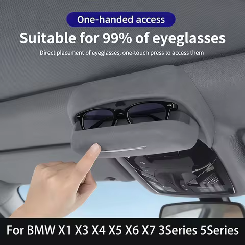 For BMW 3 5 G30 G20 X3 X5 X7 G01 G02 G05 G06 G07 U11 G60 Suede Sunglasses Holder Glasses Storage Box Car Accessories
