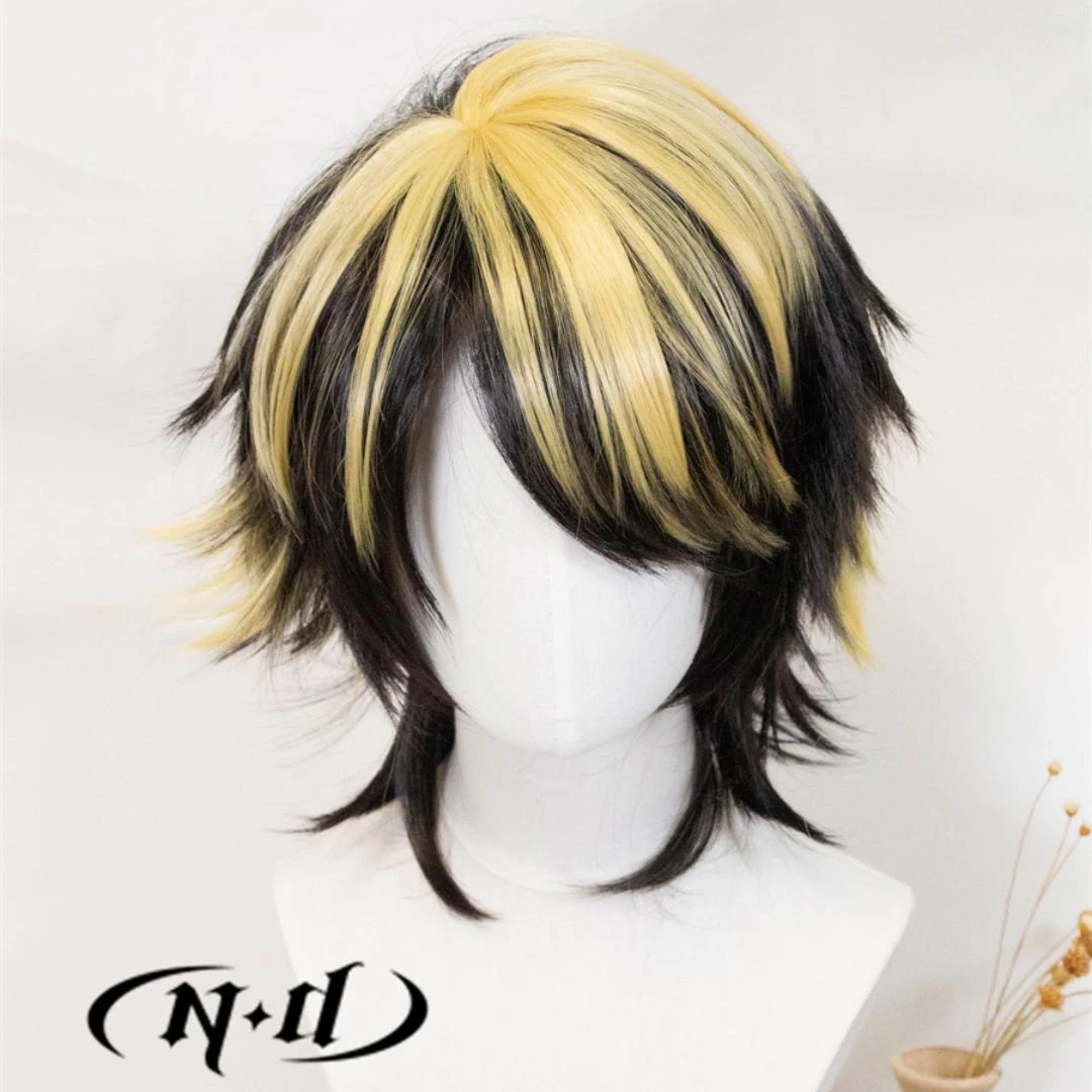 ND Kazutora Hanemiya Cosplay Wigs Hairpiece Tokyo Revengers Anime Cosplay Hair Wigs Heat Resistant Synthetic for Costume Party