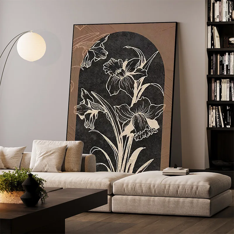 Medieval style entrance hanging painting living room sofa background wall high-end decorative painting French retro art mural