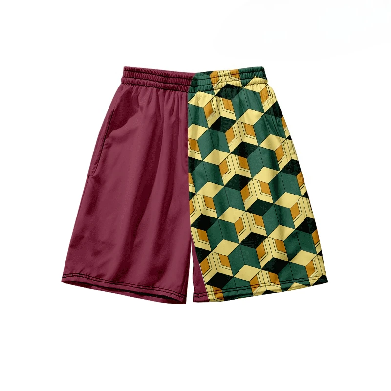 Anime Surrounding Classic Vintage 3D Anime Shorts Children's Men's Summer Beach Pants Lacing Casual Large