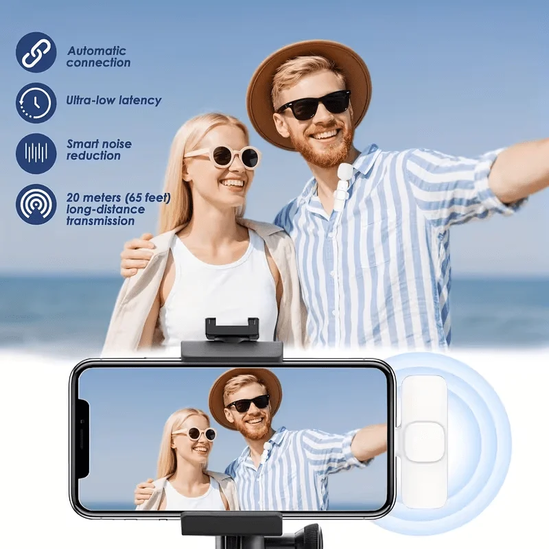 Kabelloses Ansteckmikrofon Mini 2,4G Mikrofone für iPhone 15/16/17 Android Geräuschunterdrückung Interviews Vlogging Videoaufnahmen – Detail 4