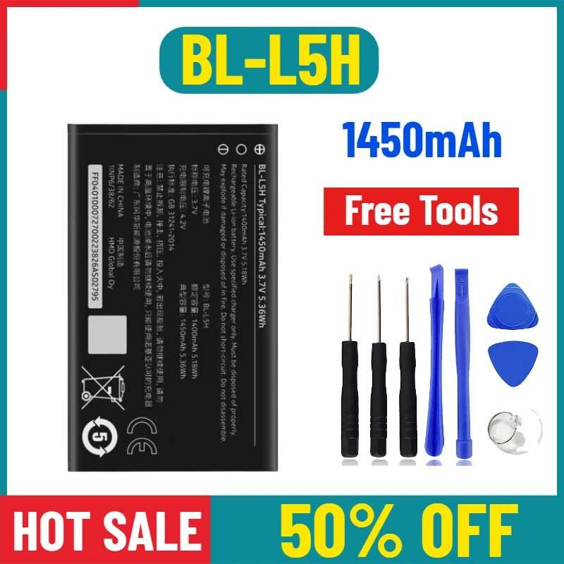 1450mAh for Nokia BL-L5H 2023 Version (105 4G/110 4G/125/150) Mobile Phone Batteries