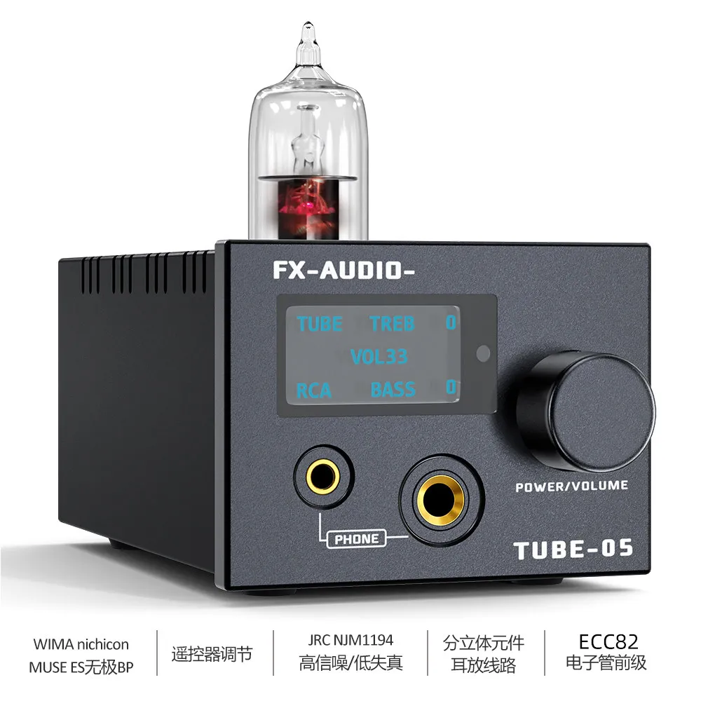 TUBE-05 High-End ECC82 Vacuum Tube Preamp Headphone Amplifier HIFI Front-End Discrete Components Stereo Amplifier