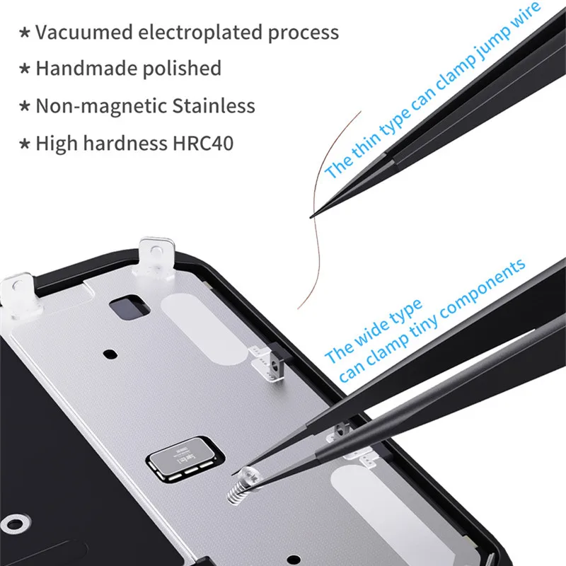 QIANLI INeezy FX-03 FK-04 Ultra Fine Tweezers Non-magnetic Stainless Mobile Phone Repair Jump Wire Soldering  Forceps