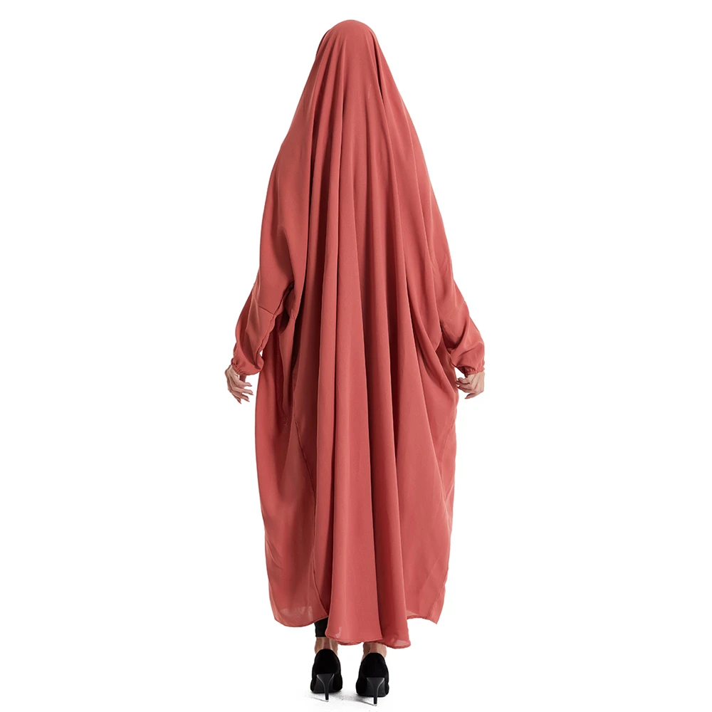 Hooded Abaya Muslim Women Prayer Garment Hijab Dress Arabic Robe Overhead Kaftan Khimar Robe Eid Ramadan Gown Islamic Clothes