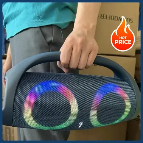 100W 고출력 블루투스 스피커 휴대용 RGB 다채로운 조명 방수 무선 서브우퍼 360 스테레오 서라운드 TWS FM 붐박스