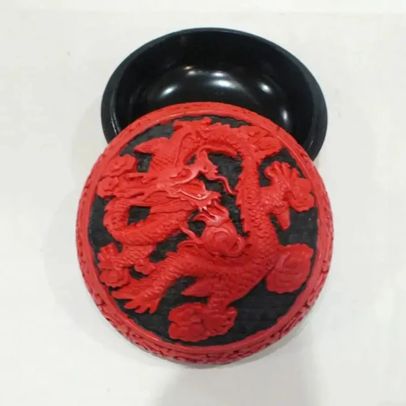 Exuqisite Chinese Traditional Technology Red Lacquerware Dragon Jewelry Box