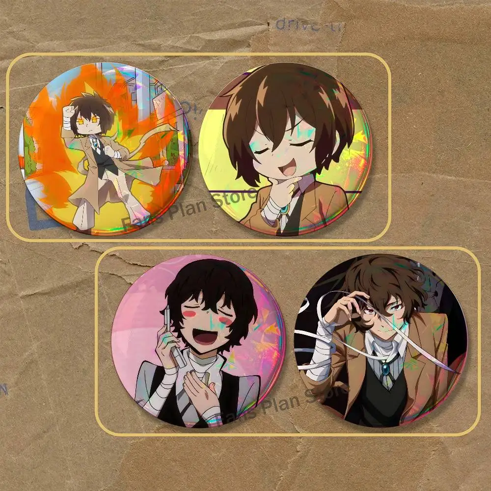 BSD D-Dazai 2-piece Set Enamel Pins Cartoon Anime Badge Fashion Jewelry Accessories Round Snap-in Brooch On Backpack