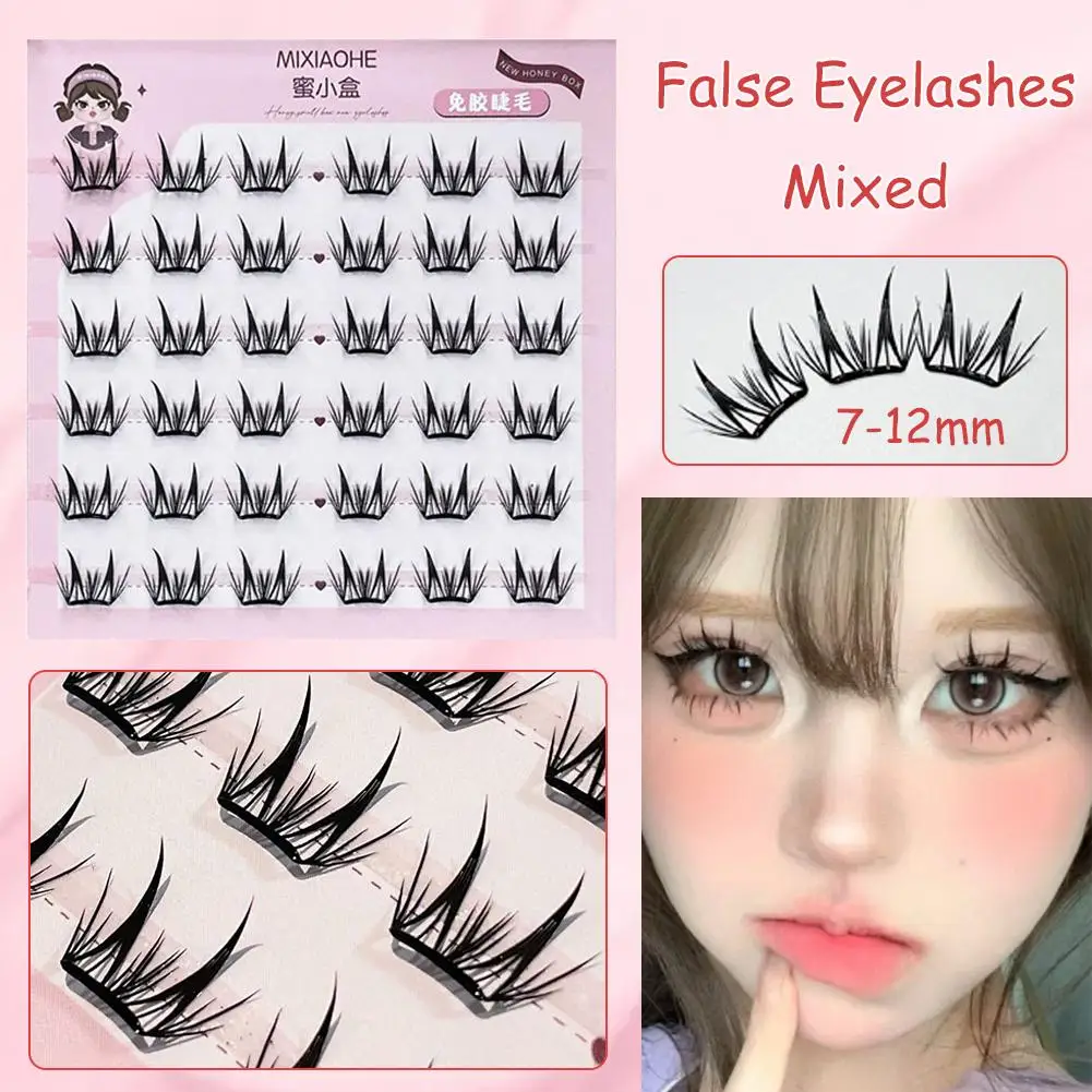 Segmented Eyelash Extensions Glue-Free Cluster Eyelash Self-adhesive Eyelash Grafting Beauty Makeup Single Cluster False Lashes