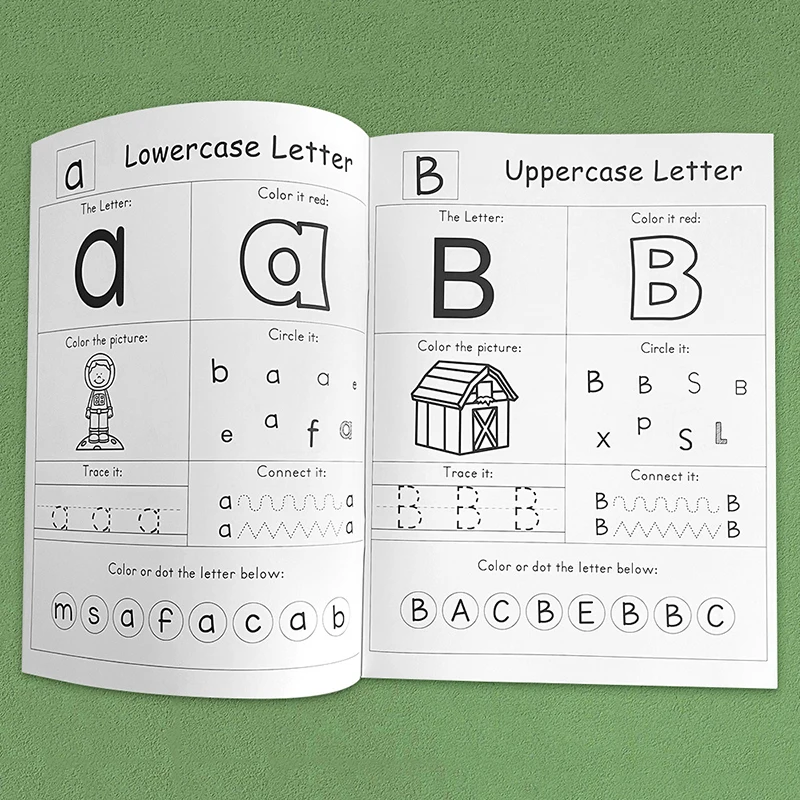Letras A-Z alfabeto fonética prática livro de trabalho pré-escolar aprendizagem inglês língua jardim de infância escrita livro para colorir