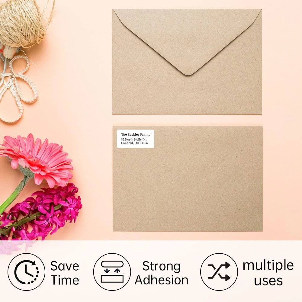 Пользовательские белые персонализированные адресные наклейки с обратным именем, самоклеящиеся плоские прямоугольные наклейки для спины в школу, офиса, дома, подарки для семьи