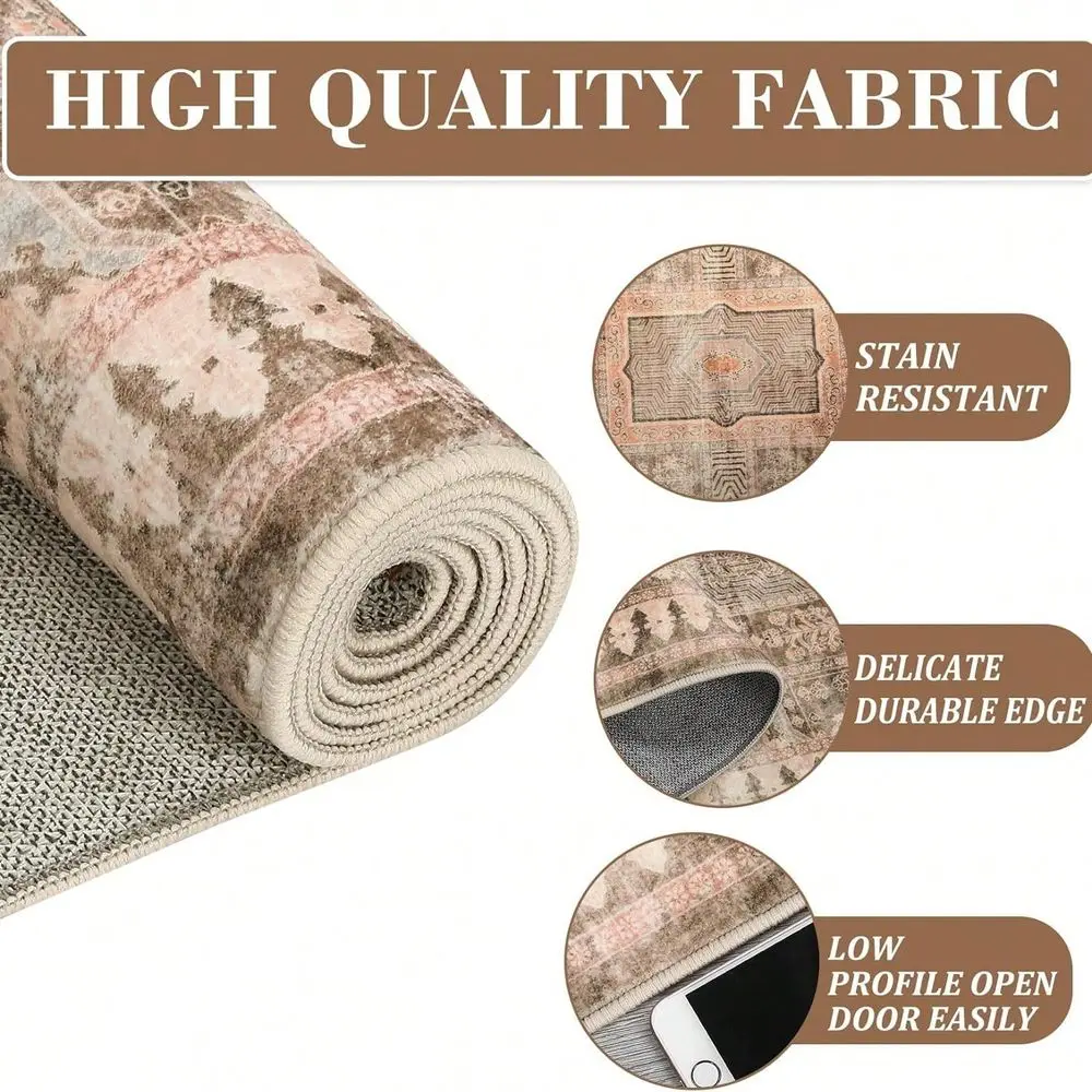 

8x10 Low Pile Area Rugs For Living Room Bedroom,Machine WashableNon Slip Vintage Rug Area Rug For Home Office Decorate