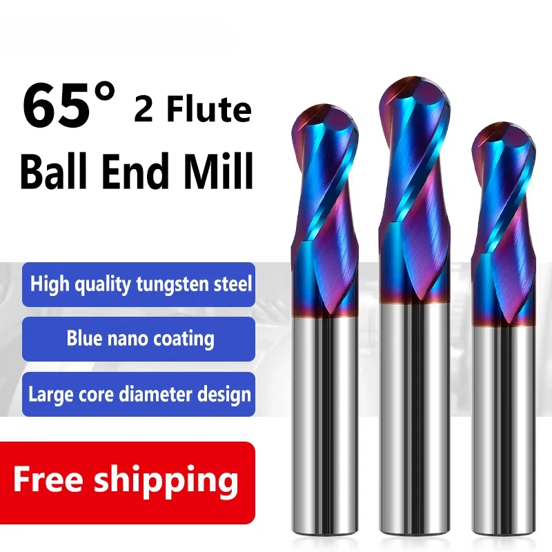 

HRC65 Ball Nose End Mill R0.5-6 2 Flute Tungsten Carbide Cutter Router Bit Milling Tool 2 4 6 8 10 12 15 CNC Machine Milling T