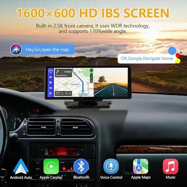 Dash Cam Dual Camera Touch Screen Carplay Car Navigation System Cross-border HD Car Navigation System Wireless Apple Android