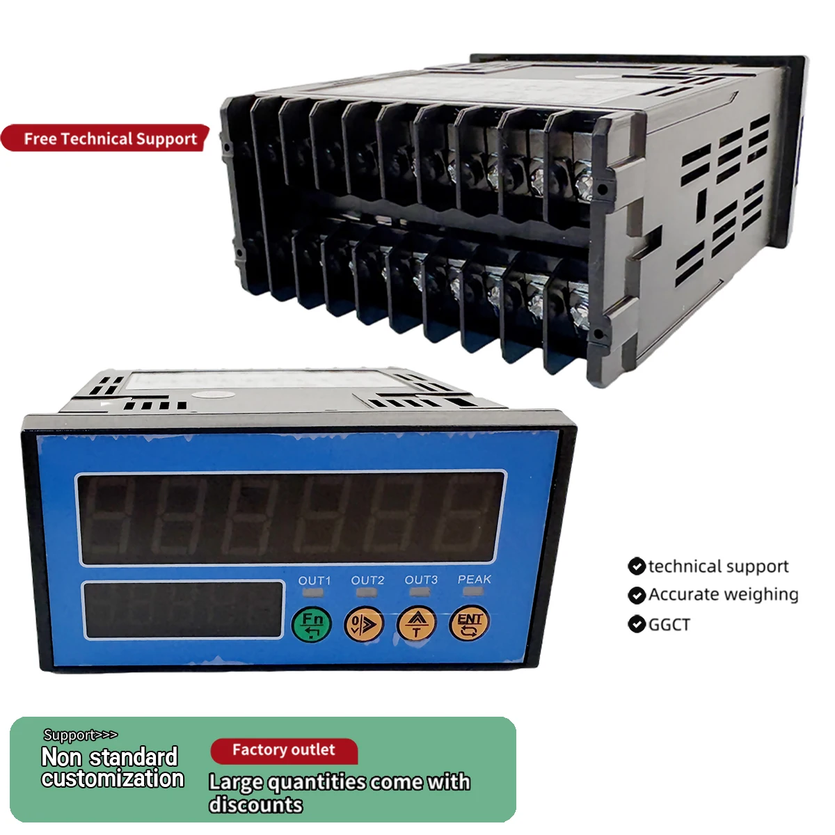 Indicador de Peso Digital de 6 Dígitos, RS485, Saída Analógica, 3 Relés, Frequência de Amostragem Ajustável, Display Industrial para Célula de Carga