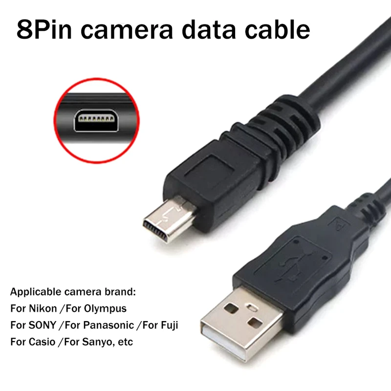 Kabel pengisian daya lima inti cocok untuk kamera Digital ponsel USB Universal ke Port Kecil 8P