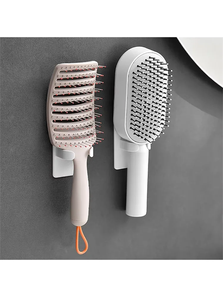 Comb Holder Bathroom Wall Hanging Comb Storage Rack Hair Clip Organizer Air Cushion Comb Holder Creative Plastic Comb Rack