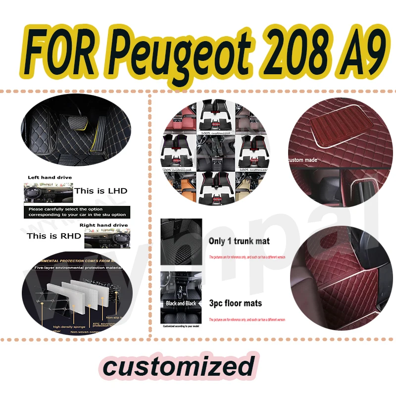 

Роскошные автомобильные коврики для Peugeot 208 A9 2012 ~ 2018 ковры роскошный кожаный коврик