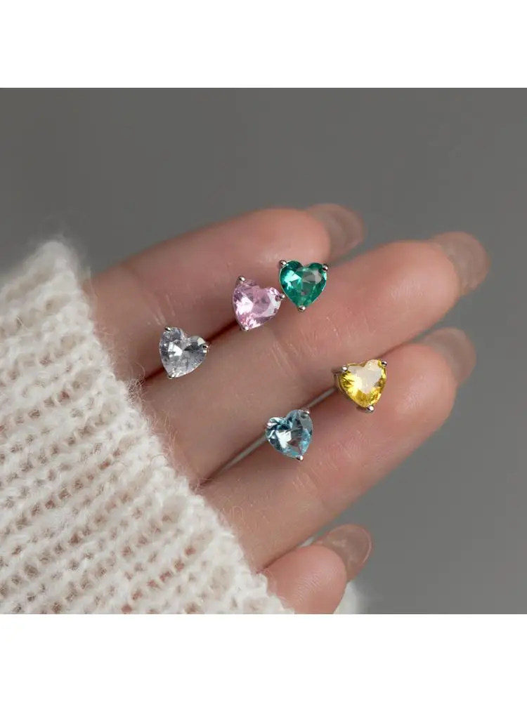 Boucles d'oreilles en argent Sterling 925 pour femmes, Piercing en forme de cœur et de Zircon, bijoux de luxe élégants pour mariage, vente en gros, accessoires