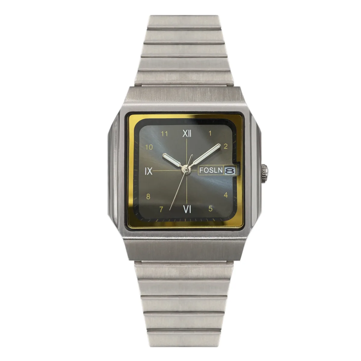 メンズクォーツ腕時計-カップル向け-ユニセックス-シルバー-ブラック-オロロジオ-レロッホ-ムヘール-ステンレススチール時計-男性用-スクエア文字盤腕時計