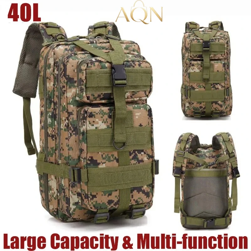 AQN 40L Tactical Backpacks Man Traveling Bags Survival Outdoor 3P Assault Pack Hiking Trekking Hunting Bag Military Grade Bag