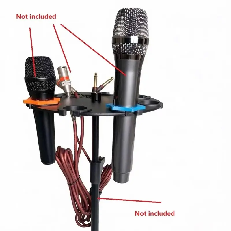 ABGI-7-Slot Mikrofonständerhalterung mit Kabelclip-Schlitz, Halterung für kabelgebundene und kabellose Mikrofone, verschleißfest – Detail 5
